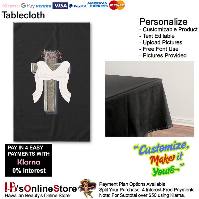 Tablecloth Household Linen Black Background (Cross Tablecloth Linen with Black Background.)