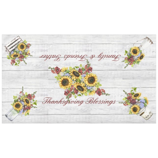 Tablecloth Large Thanksgiving Blessings/Friends (Front (Horizontal))