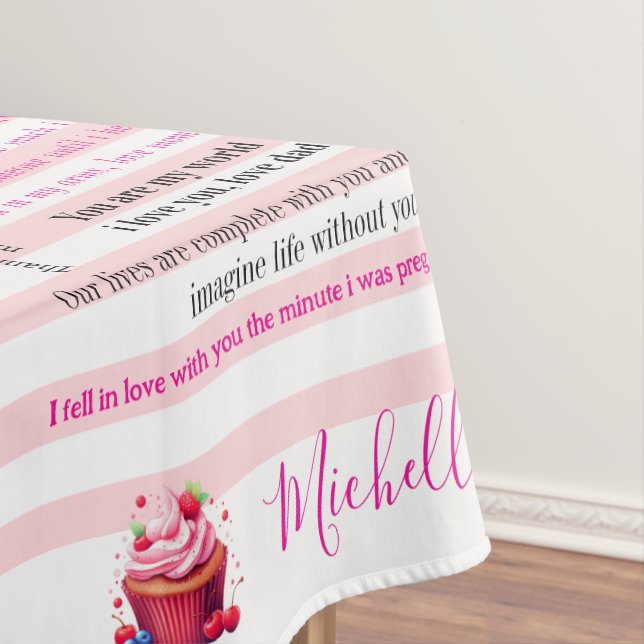 Tablecloth Pink & White Stripe Happy Birthday  (In Situ)