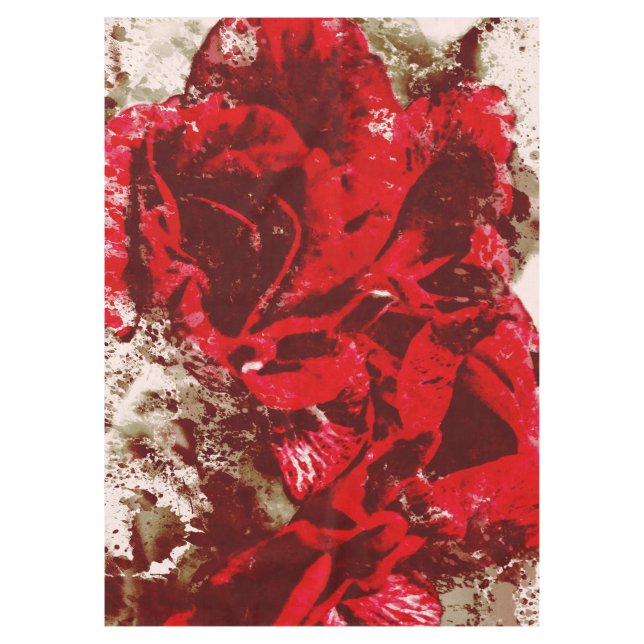 Tablecloth Red Rose Watercolor (Front)