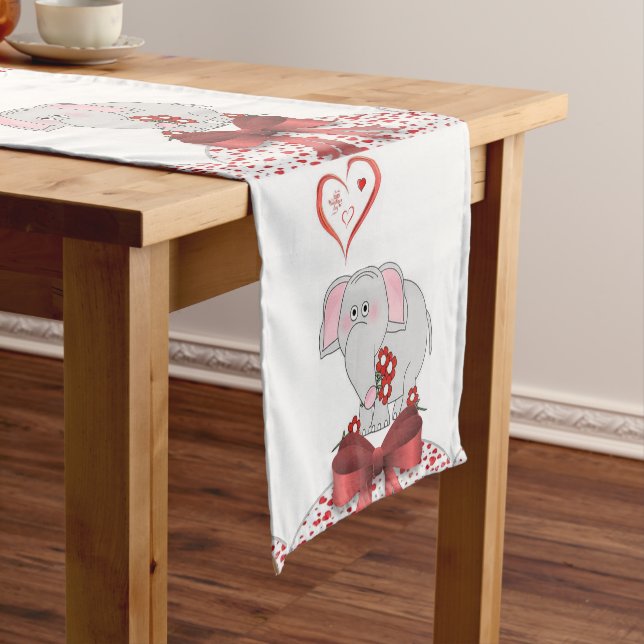 Tablecloth Runner Valentines Elephant (In Situ)