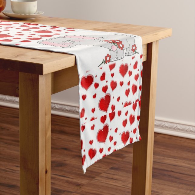 Tablecloth Runner Valentines Elephant (In Situ)