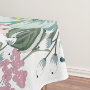 Tablecloth Tropical Flowers on White