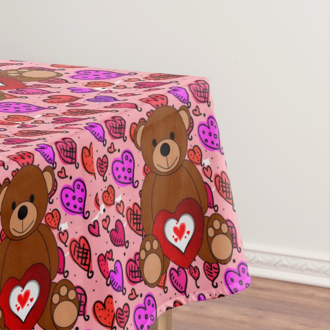 Tablecloth Valentine's Day Teddy Bear (In Situ)