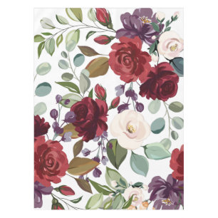 Tablecloth White Roses Gold Geometric