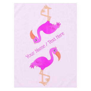 Tablecloth with Pink Flamingo and Custom Text