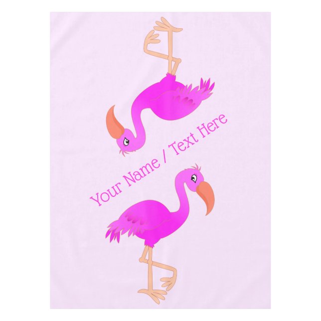 Tablecloth with Pink Flamingo and Custom Text (Front)
