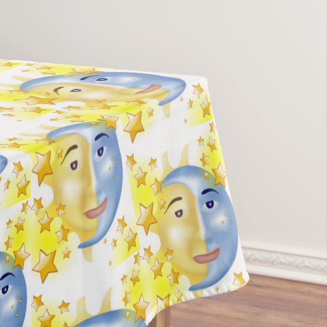 Tablecloth Yellow Sun Blue Moon Yellow Stars (In Situ)