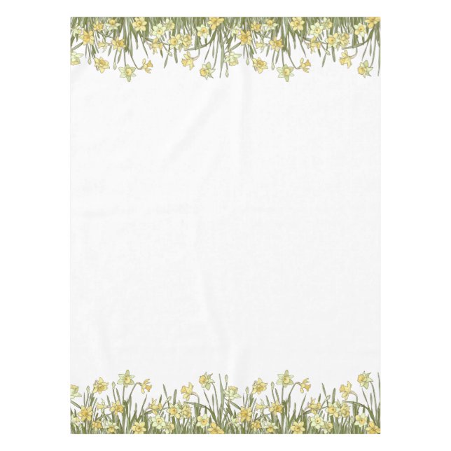 Tablecloths with floral border of yellow daffodils (Front)