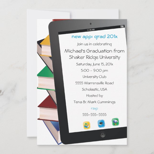 Tablet Grad Graduation Invitation (Front)
