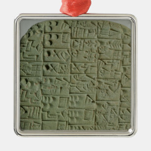 Tablet with cuneiform script metal tree decoration