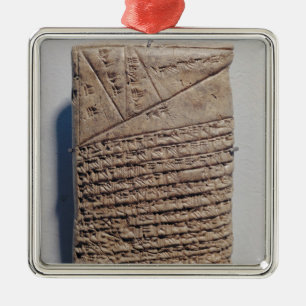 Tablet with fourteen lines of a mathematical text metal tree decoration