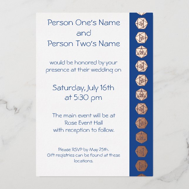 Tabletop Chic in Blue Foil Invitation (Front)