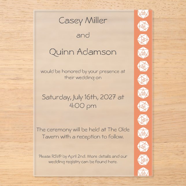 Tabletop Chic in Coral Acrylic Wedding  Invitations (Front)