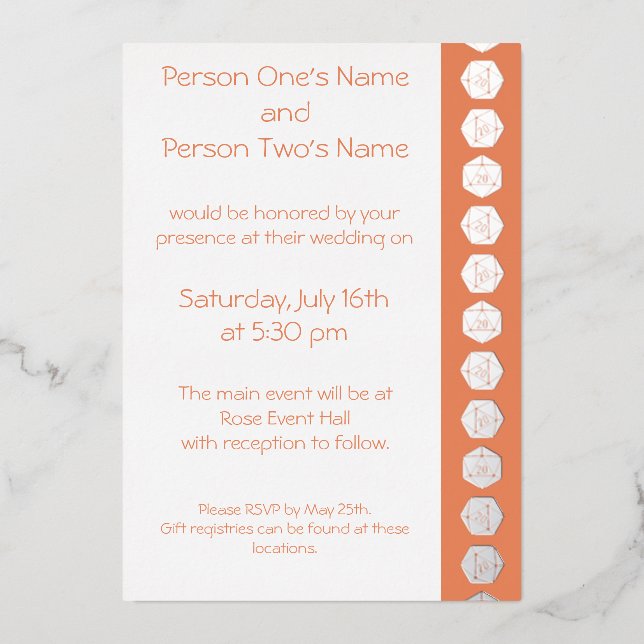 Tabletop Chic in Coral Foil Invitation (Front)