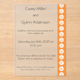 Tabletop Chic in Orange Acrylic Wedding  Invitations