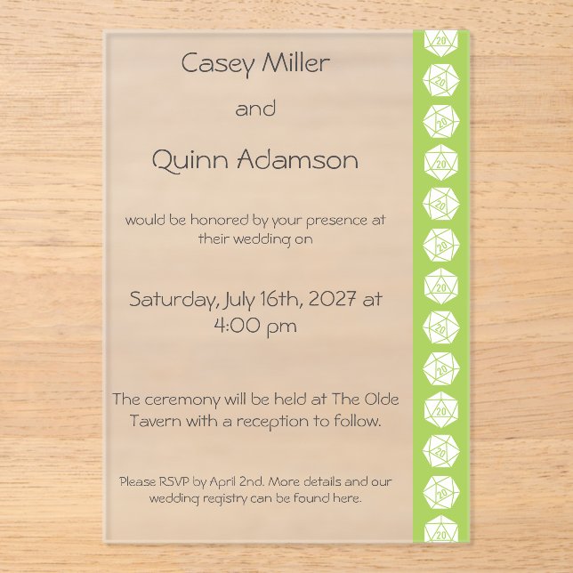 Tabletop Chic in Peridot Acrylic Wedding  Invitations (Front)