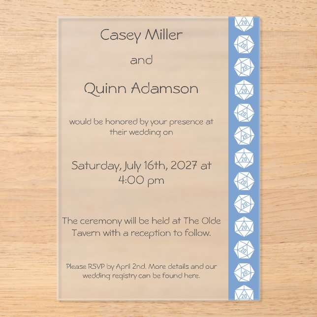 Tabletop Chic in Periwinkle Acrylic Wedding  Invitations (Front)