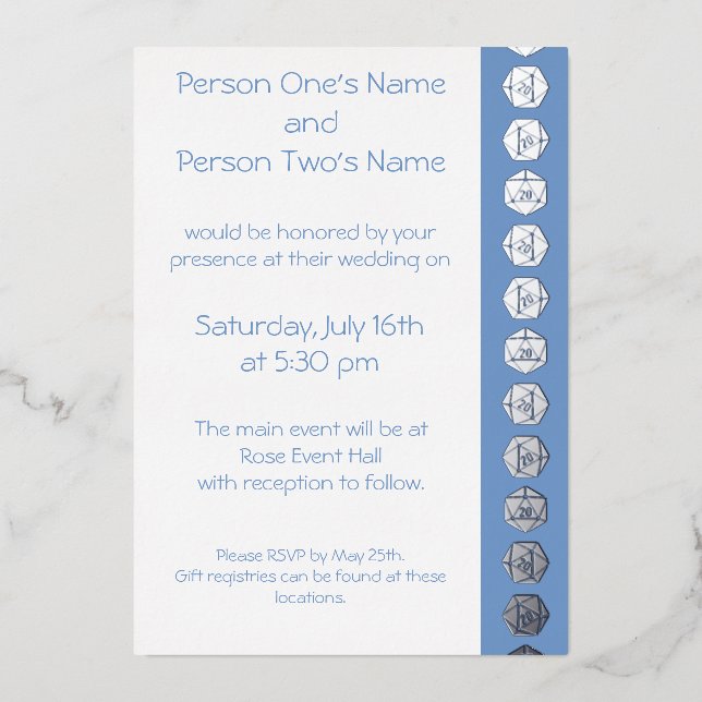 Tabletop Chic in Periwinkle Foil Invitation (Front)