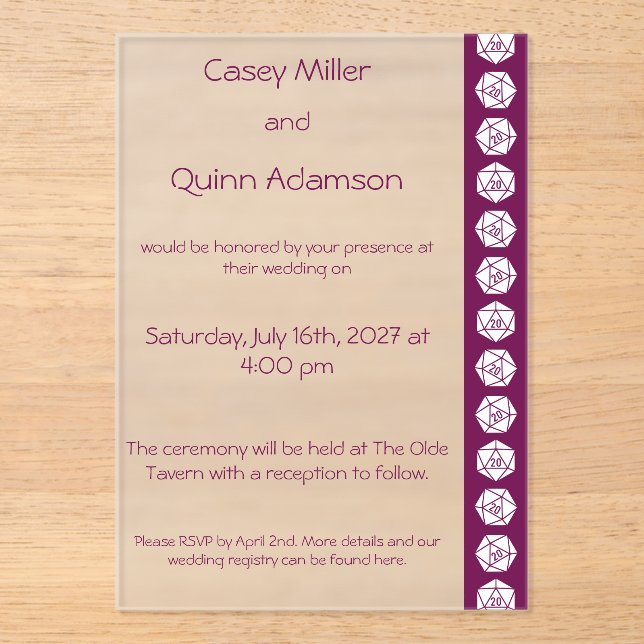 Tabletop Chic in Wine Acrylic Wedding  Invitations (Front)