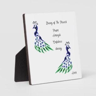 Tabletop Easel with Canvas : Strength OF Peacocks Plaque