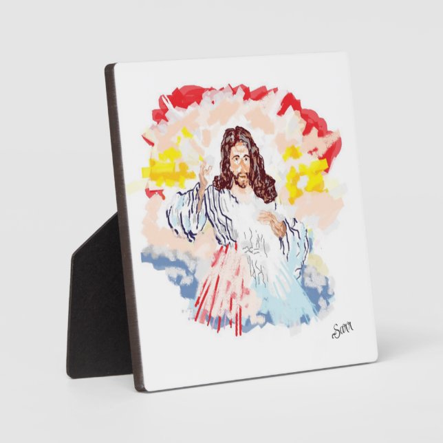 Tabletop Easel with Canvas : The Lord Jesus Christ Plaque (Front)