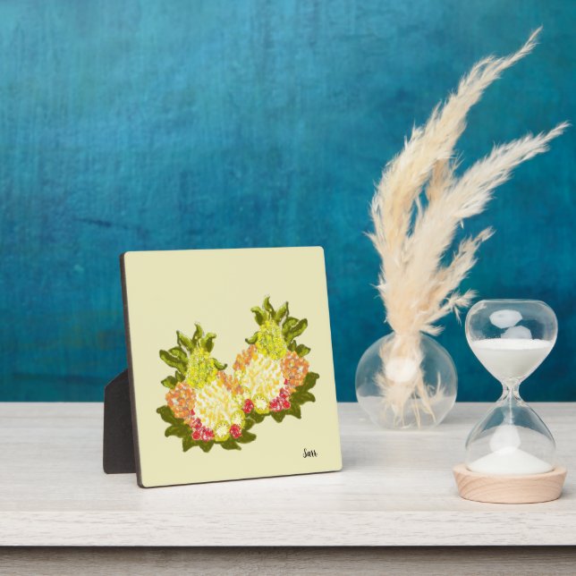 Tabletop  Easel With Canvas : Tropical Fruit  Plaque (Insitu)