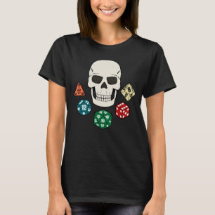 Tabletop Game Dice Skull Jolly Roger Pirate Flag T-Shirt