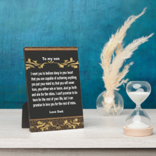 Tabletop Plaque, gift to my son, quotes on Plaque