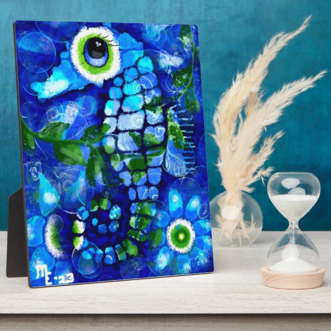 Tabletop Plaque Whimsical Abstract Seahorse (Side)
