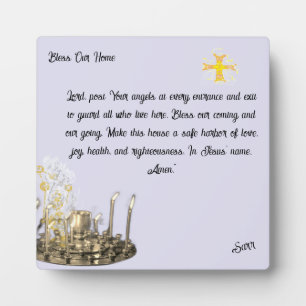 Tabletop Plaque with Easel : Bless Our Home .