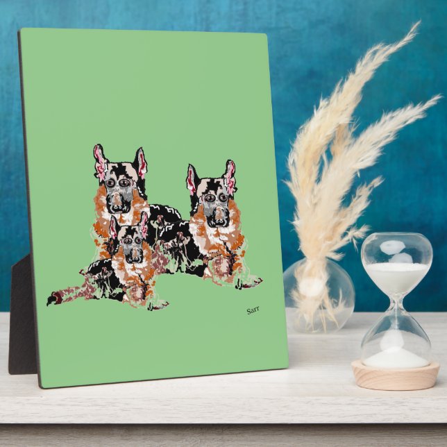Tabletop Plaque with Easel :  GERMAN SHEPHERDS (Side)