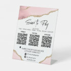 *~* Tabletop QR 3 PAYMENT Table Tent PINK AGATE