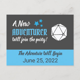 Tabletop RPG Blue Pregnancy Announcement Postcard