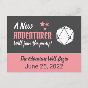 Tabletop RPG Pink Pregnancy Announcement Postcard