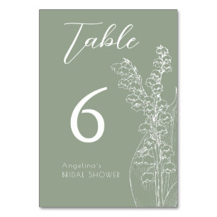 Tabletop Signs bridal shower  Minimalist modern. Table Number