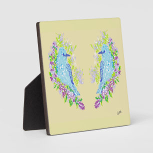 Tabletop W/Canvas :  Blue Bird's Of Happiness  Pla Plaque