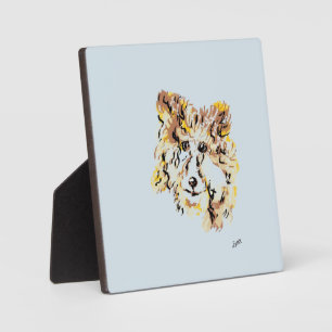 Tabletop W/Canvas :  Collie Plaque