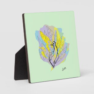 Tabletop W/Canvas :  Pecock Plaque