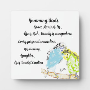Tabletop W/Canvas : The Humming Bird Plaque