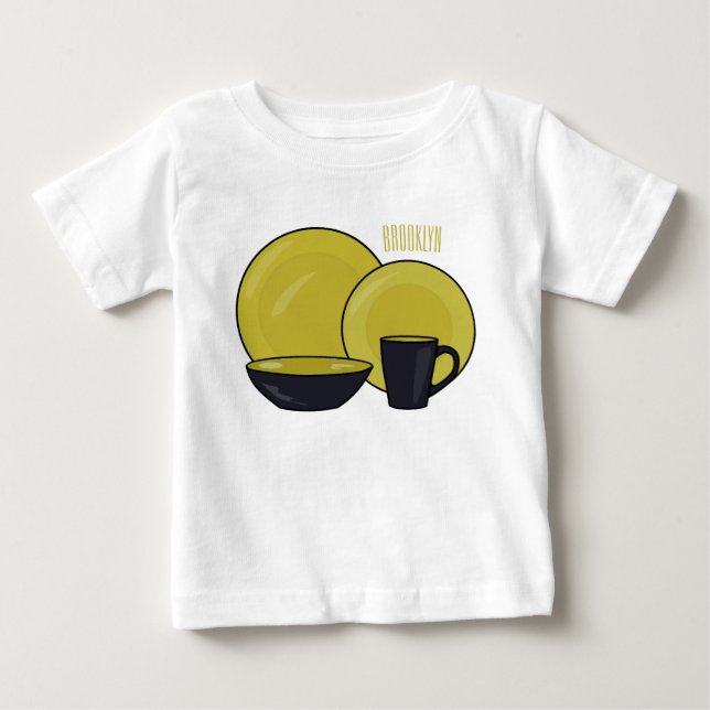 Tableware set cartoon illustration  baby T-Shirt (Front)