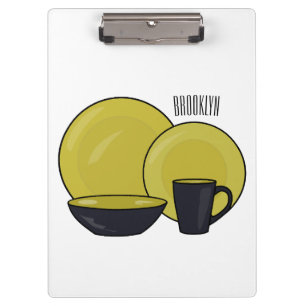 Tableware set cartoon illustration clipboard