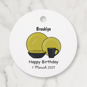 Tableware set cartoon illustration  favour tags