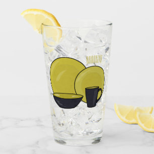 Tableware set cartoon illustration  glass