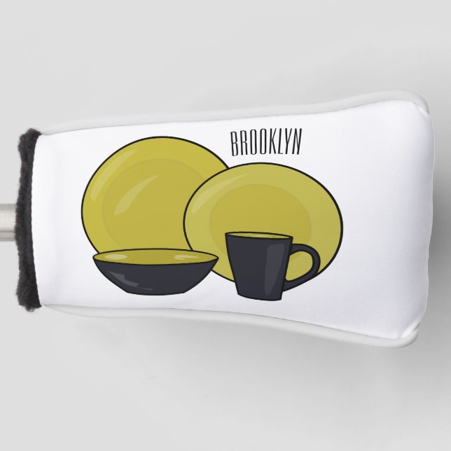 Tableware set cartoon illustration  golf head cover (Front)