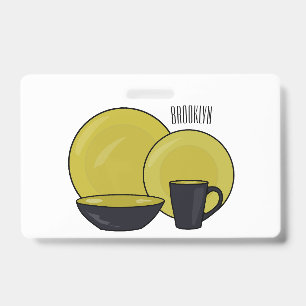 Tableware set cartoon illustration ID badge
