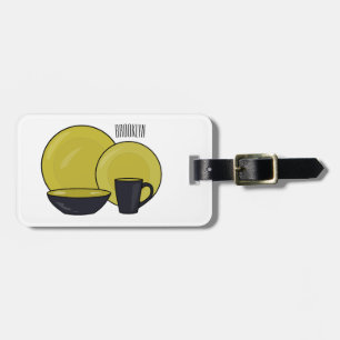 Tableware set cartoon illustration luggage tag
