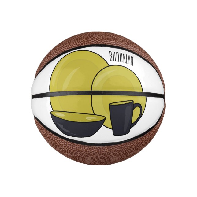 Tableware set cartoon illustration  mini basketball (Front)