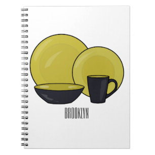 Tableware set cartoon illustration notebook