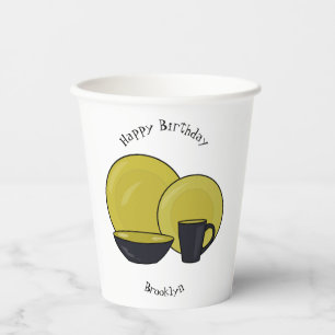 Tableware set cartoon illustration paper cups